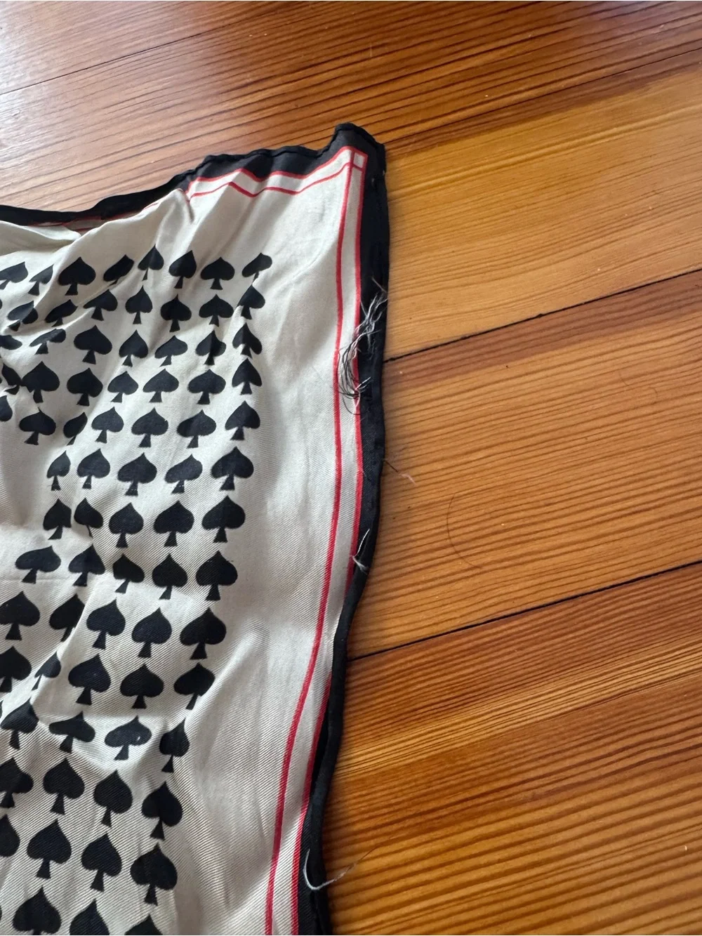 Vintage echo Playing Card Motif Silk Scarf - Red & Black Hearts and Spades
